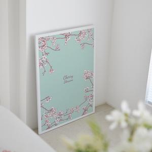 인테리어 포스터액자 테이블 민트벚꽃