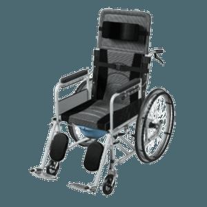 노인 휠체어 눕는 리클라이너 수동 변기 의자 환자 여행용