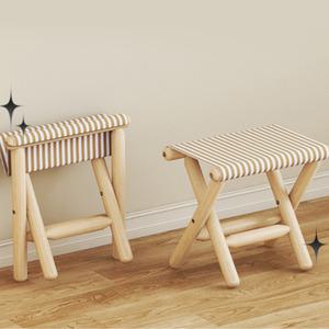 귀여운 스트라이프 미니 원목 접이식 의자 휴대용 아이 캠핑용 간이 보조 낮은 의자 스툴