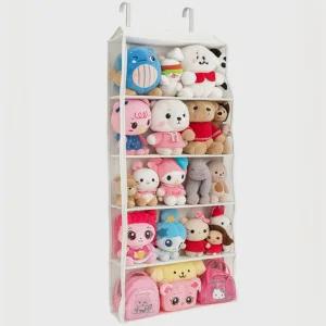 엠알럽 문걸이 인형 보관함 베이지 장난감 정리함 도어행거 5단, 6단