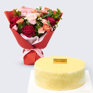 존경심 꽃다발 + 뚜레쥬르 고구마 케이크 꽃배달 꽃배송