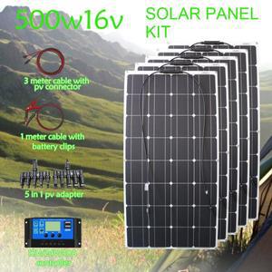 태양광 패널 완제품 키트, 태양광 발전 유연한 배터리, 휴대용 300w 컨트롤러 세트, 발전기 충전기, 500w,