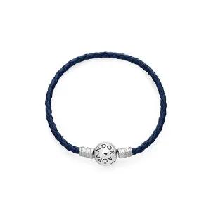 592790C01 모먼트 라운드 클래습 블루 블레이디드 가죽 팔찌