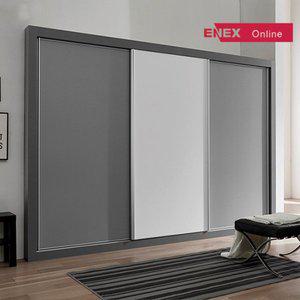 [ENEX]밀레 무광 그레이콤비 슬라이딩 장롱-207cm (2도어)