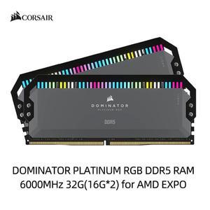 커세어 도미네이터 플래티넘 RGB DDR5 RAM 32GB 2x16GB 6000MHz CL36 AMD EXPO iCUE 호환 컴퓨터 메모리 회