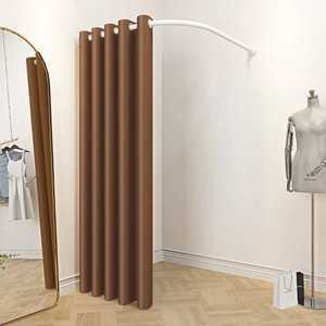 코너 피팅룸 옷가게 탈의실 L자형 칸막이 커튼 행거  250x200 커피색