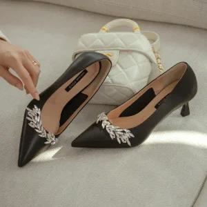 [롯데백화점]소보 루젤리 큐빅 소가죽 베이직 펌프스 6cm