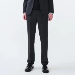 [에스티코] 슬림핏 울 혼방 트윌 솔리드 수트팬츠 (그린)