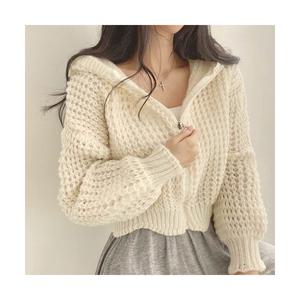 후드 집업 니트 탑 와플니트 숏 가디건