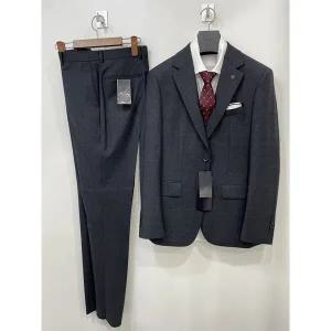 [트루젠]남자 가을겨울 울70% 차콜 잔체크 면접 예복 혼주 빅사이즈 정장 수트 양복 세트 115사이즈_JK