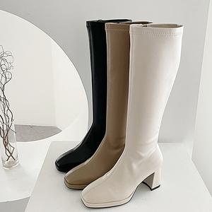 스판가죽 가보시 미들 롱부츠 7cm 3컬러