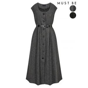 [머스트비]여성 벨트세트 슬리브리스 롱 원피스