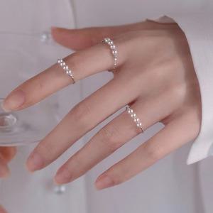 925 실버 오픈링 진주 물결 반지 