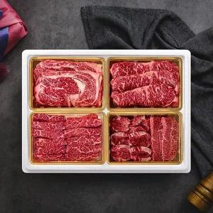 [자연맛남][산지직송] 국내산 소고기 구이선물세트 1등급 1kg(등심300/채끝300/갈비200/특수200)