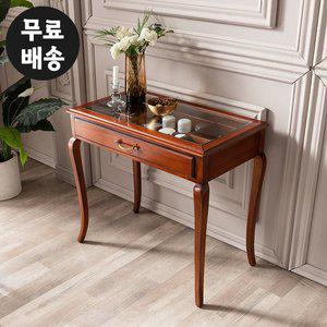 [벤티스가구]밀렌 엔틱 콘솔 원목 쥬얼리 유리 수납장 거실 미니 테이블 콘솔 슬림 현관 복도장