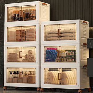 [기타]이동이 편리한 접이식 반투명 수납장 소형 대형 방수 건습 분리 적층구조 틈새보관