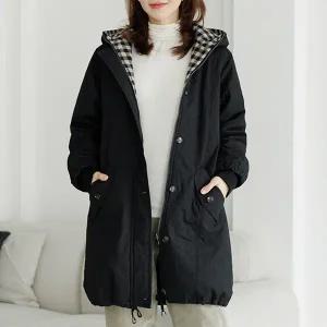 [데드라][THE BLACK] 코튼체크누빔후드점퍼[5온스] OUD6161_YC