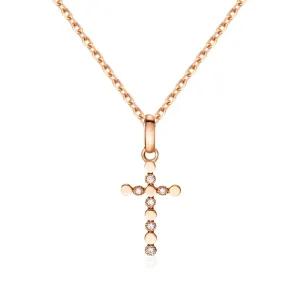 갤러리아 [비앤비골드] 18K 프롱 큐빅 라운드 십자가 펜던트 M NPP40627