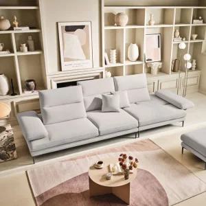 ESSA 프라도 3.5인 스윙기능 리브 패브릭 소파+스툴+쿠션2