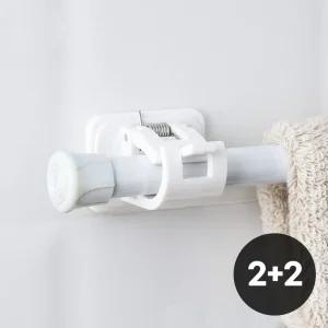 후크형 4개 압축봉 고정 전용 무타공 브라켓 강력 접착식 후크 걸이 회전형 벽걸이