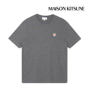 [메종키츠네] 반팔티셔츠 폭스 헤드 패치 레귤러 남성 다크그레이 멜란지 LM00104KJ0008-H170