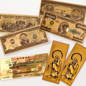 황금 지폐 골드 금박 행운의2달러 천억 1조 달러 수표 달마대사 행운 선물 단체 대량