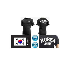 ROKA 면 스판덱스 반팔 티셔츠 검정 로카 군대용품 군인 코리아 아미
