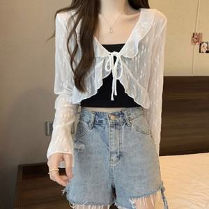 [신상오픈런] 프릴볼레로 리본가디건 발레코어 꽃자수 시스루