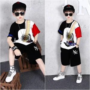 남아 주니어 록큰롤 여름 반바지 트레이닝 세트