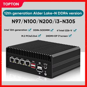 솔리드 방화벽 라우터 팬리스 미니 PC 인텔 i3 N305 N100 DDR4 PCIe3.0 x 4 MSATA 2 HD DP NAS pfSense Pro