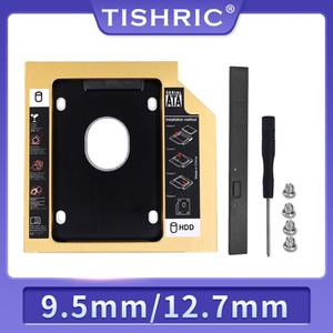 TISHRIC- 알루미늄 9.5/12.7mm 2nd HDD 캐디 SATA 3.0 Optibay 하드디스크 드라이브 박스 인클로저 DVD 어