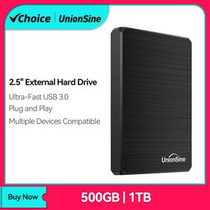 UnionSine HDD 휴대용 외장형 하드 드라이브 1 테라바이트/500gb 2.5 디스크 메모리 게임용 USB 수납함 PC