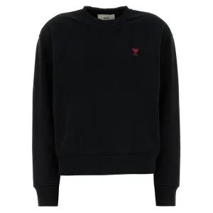 [아미][명품] 아미 25SS 남성 하트 스몰 로고 맨투맨 블랙 BFUSW035 730 001