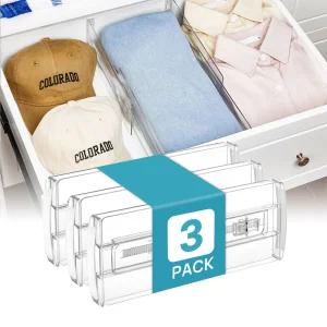 3개 길이조절 서랍 칸막이 투명 옷장 분리 논슬립 파티션 정리 수납