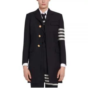 [톰브라운]4바 스트라이프 하이암홀 플레인 위빙 울 체스터필드 코트  58250788