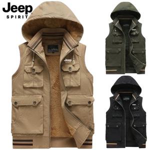 지프 JEEP SPIRIT 남녀공용 작업복 조끼 후드 멀티포켓 낚시 일상패션 캠핑패션 여성 남성 JP1896