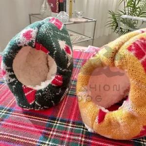 강아지 산타 트리 꼬깔 모자 L 1P 반려견 겨울 털모자 강아지모자 강아지겨울모자