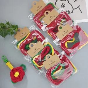 6개) 동백꽃 키링 만들기 양말목공예 DIY 세트 외국인 친구 선물 제주도 기념품 CA 시간 교재 업사이클링