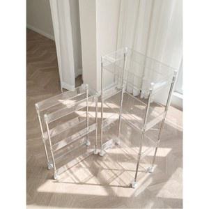 이동식선반 투명 이동식트롤리 틈새선반 정리함 정리대 플라스틱 저장용 2단 없음 카트