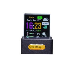 크리스탈 큐브 사진 디스플레이 홀로그램 데스크탑 스마트 기상 관측소 디지털 시계 GIF와 애니메이션 앨범