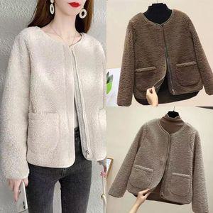 (색상사이즈:아이보리2XL(S) (LS0540-01))여성 양털 폴리스 뽀글이 집업 자켓긴팔 재킷 뽀이 겨울 라운드