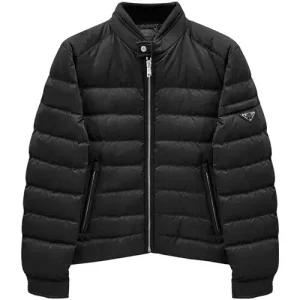 [명품] 삼각로고 다운 숏 패딩 블랙 남성 자켓 SGH071 106O F0002