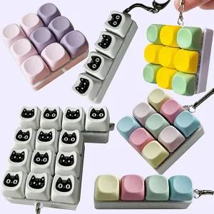 고양이 컬러 큐브 딸깍이 키보드 키캡 키링 장난감