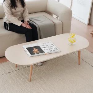 아소르띠 우드 접이식 거실 쇼파 테이블 타원형 상판15T 높이340mm