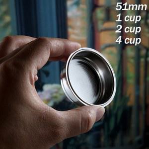 스테인레스 스틸 커피 더블 파우더 필터 바텀리스 싱글 바스켓 핸들 51MM