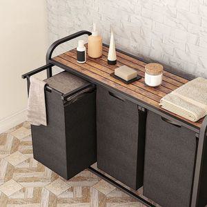 이동식빨래바구니 3단 선반 블랙 빨래 바구니 화이트 이동식