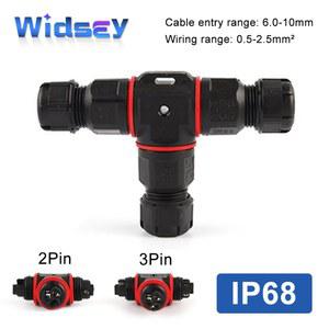 M20 T형 방수 커넥터 납땜 단자 없음 IP68 나사 고정 AC 450V 16A 야외 케이블 조인트 T1M20 2P3P 2 핀