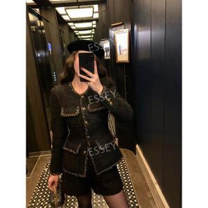투피스 고급 수입 재킷 트위드 세트 셋업 캐주얼 정장 클래식 반바지 두꺼운 여성