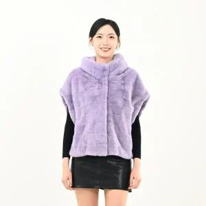 우진모피(WJ) 코펜하겐 퍼 휘메일 반후드 나그랑 퍼플 밍크베스트 국내생산 본사직영