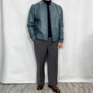 [바쏘옴므]양가죽 자켓 프리미엄 이태리 차이나카라 가죽자켓 터키블루 Y5UA04-2